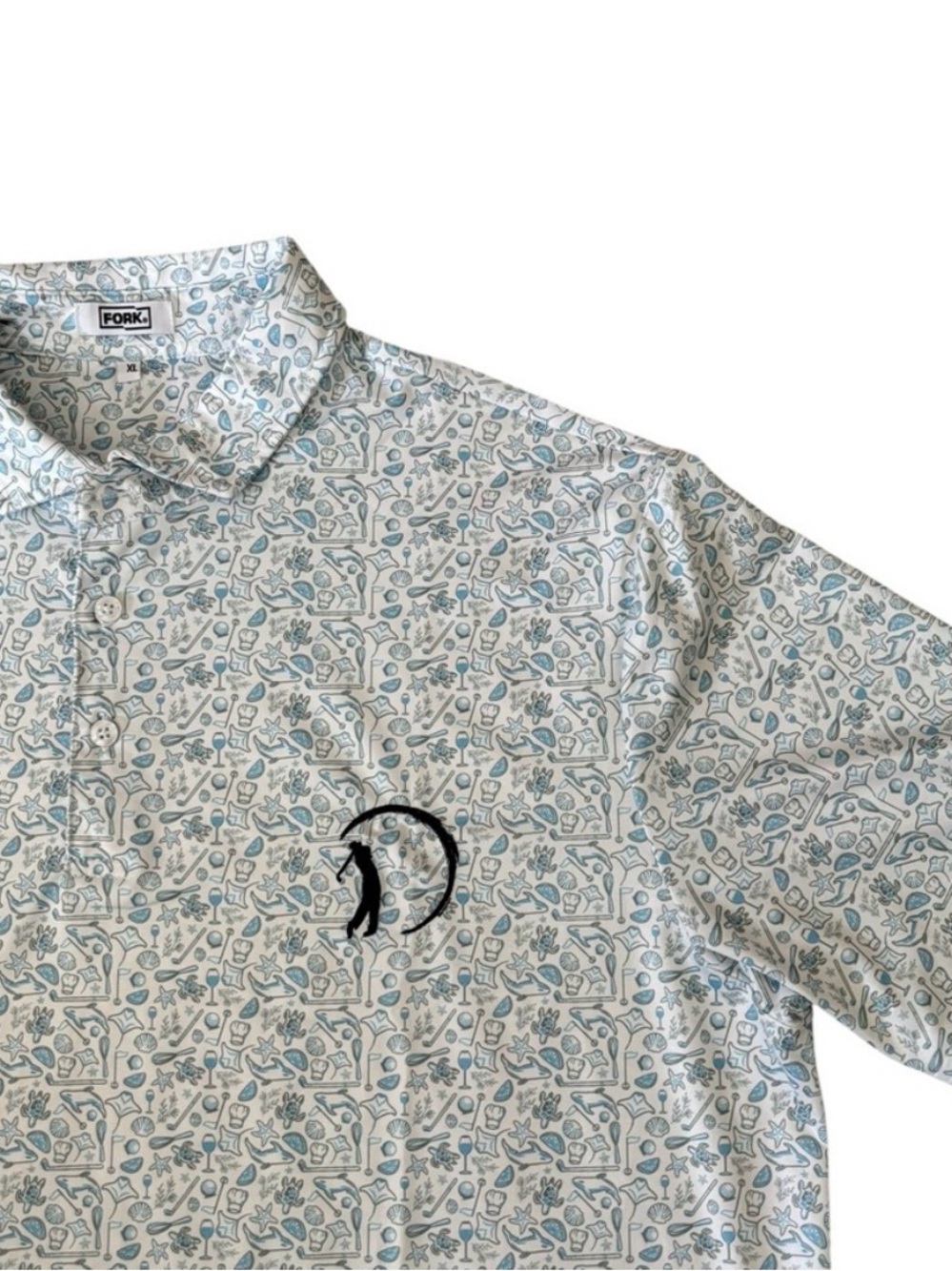 Fork Performance Golf Polo from XIV Punta Mita Gourmet & Golf Event XL AOP Beach